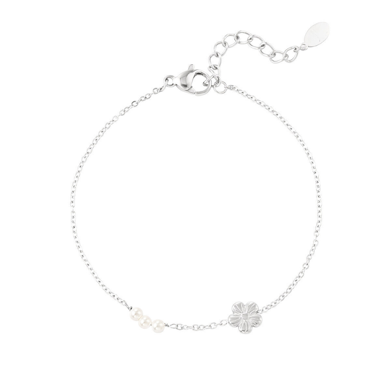 FLOWER &PEARLS BRACELET - Silver
