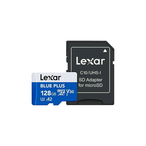 بطاقة ذاكرة 128 جيجابايت بسرعة 170 ميجا/ثانية Lexar Blue Plus مع محول اس دي لـ مايكرو اس دي