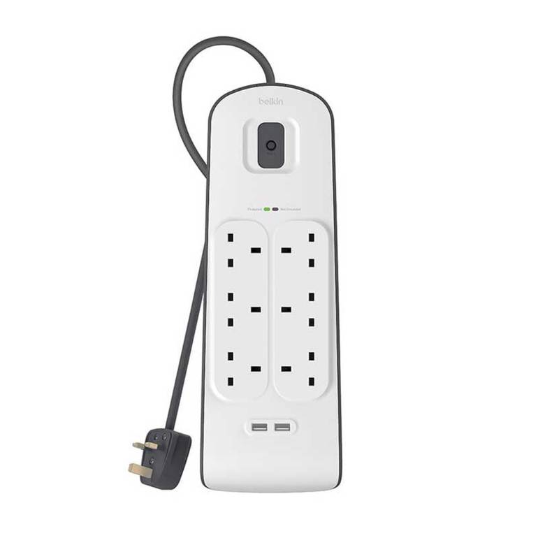 توصيلة كهربائية 6 منافذ ومنفذين USB لمس من بيلكن