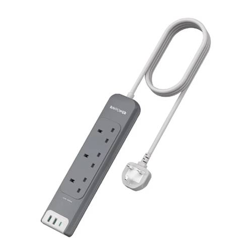 توصيلة راف باور كهربائية 3 منافذ منفذ PD منفذين USB طول 3 متر 