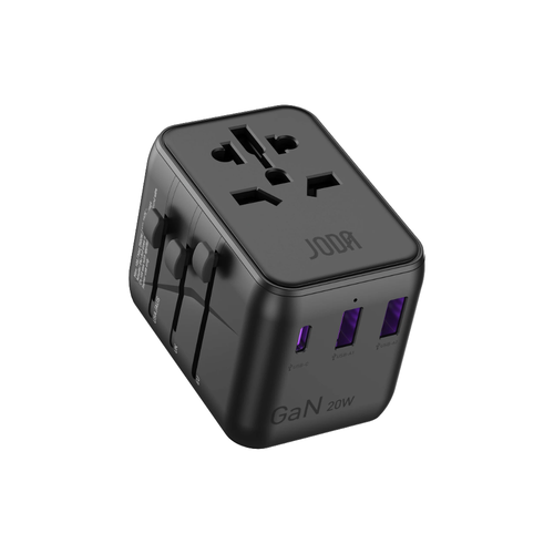 فيش عالمي JODA قان منفذين USB و منفذ PD-20W -أسود