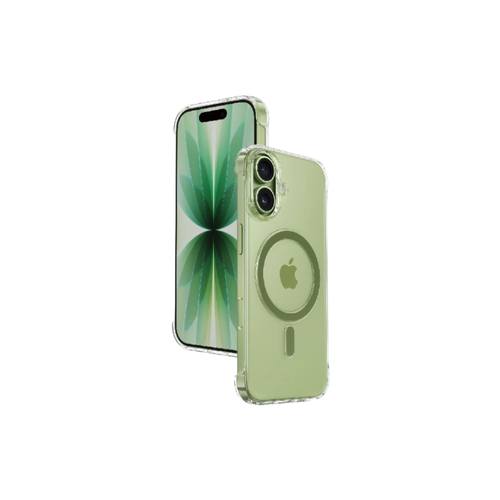 Clear protective case for iPhone 17 (regular), no edges, MagSafe Green