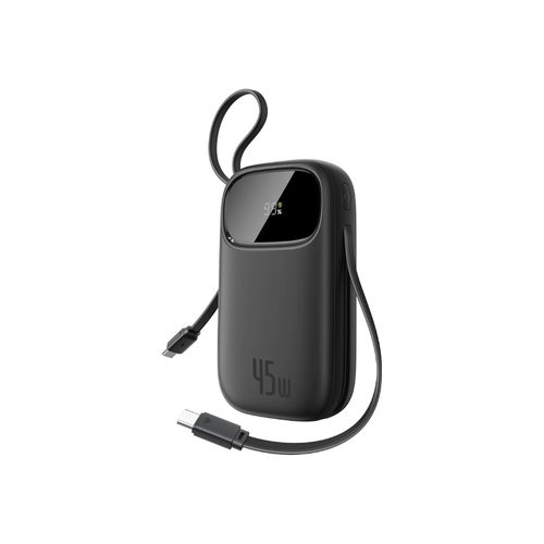 Baseus QPow 3 Power Bank 10000mAh, 45W Fast Charging, with Dual Built-in USB-C Cables – Black