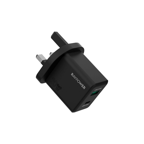 RAVPower Mini 20W Wall Charger with USB-C & USB-A Ports, GaN 5.0 – Black