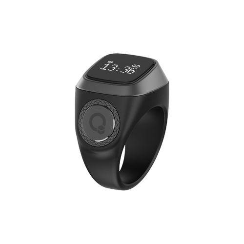 خاتم التسبيح الذكي iQIBLA Zikr Ring E01 مقاس 22mm	- أسود رصاصي