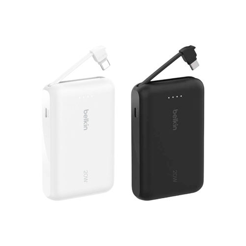 باور بانك بيلكن متنقلة 10,000mAh بقوة 20W سلك Type-C مدمج ومنفذ Type-C