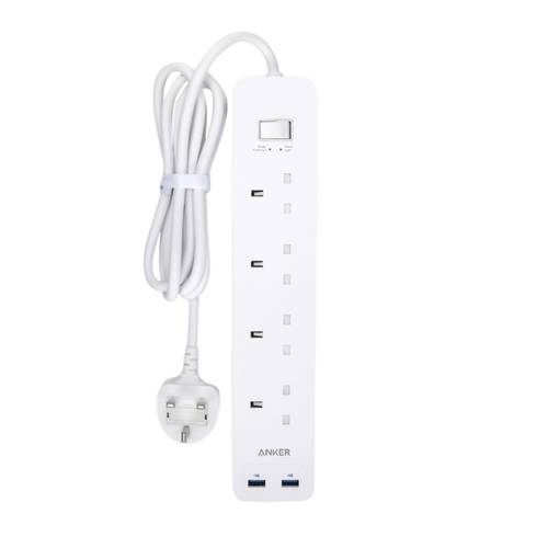 توصيلة كهربائية 4 منافذ منفذين USB من Anker