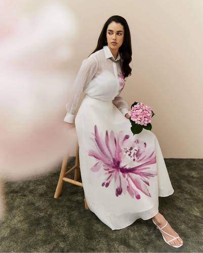 المرأة Alaia اندلعت تنورة مطبوعة