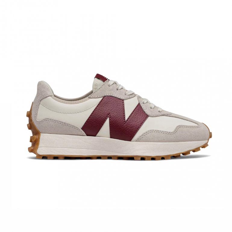 New Balance 327 trainers in off white and burgundy ماروني