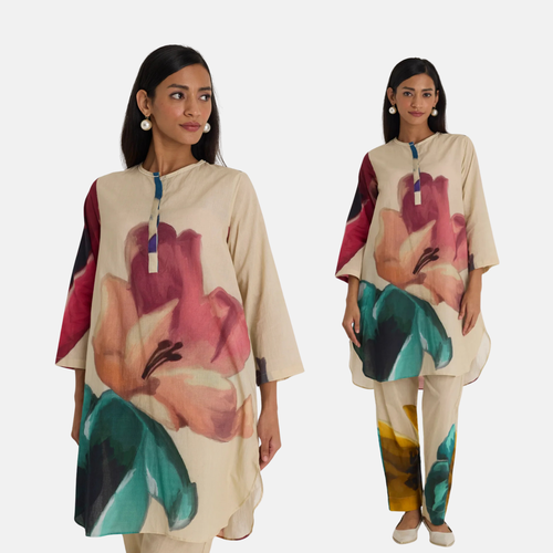 Lila Cotton Short Kurta Set