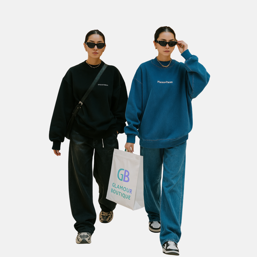 Denim Sweatshirt and Pants Set