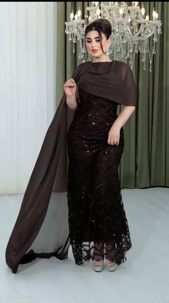 فستان سهرة الحضور الراقي بلون بني