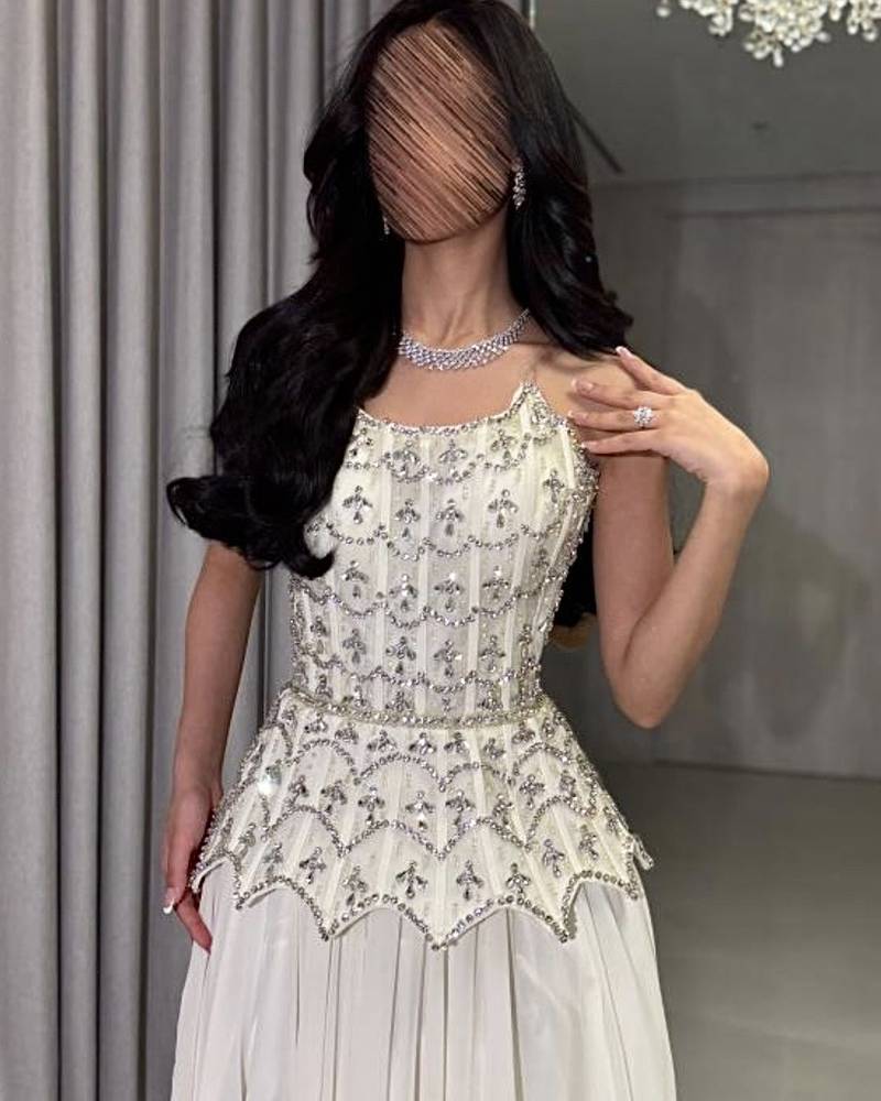 فستان سهره كروسيه اوف شولدر كرستال