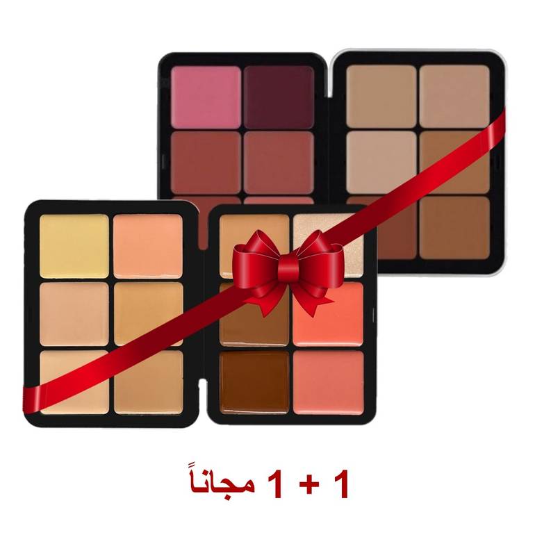 مجموعة اتش دي سكين للوجة الكل في واحد-HD001+مجموعة الوجه HD  احمر الخدود والشفايف والاساسات والكنتور   (CB001)- ميك اوفر22