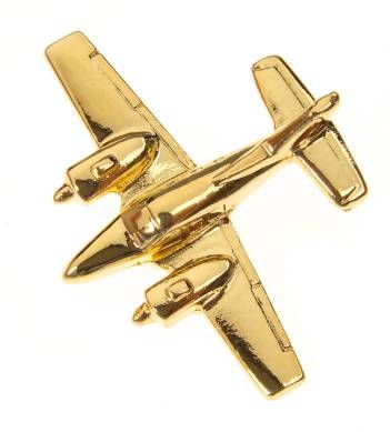 شارة دبوس (بروش) شكل طائرة Beech Baron مطلية بالذهب