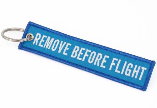 REMOVE BEFORE FLIGHT Keychain Keyring - Light Blue