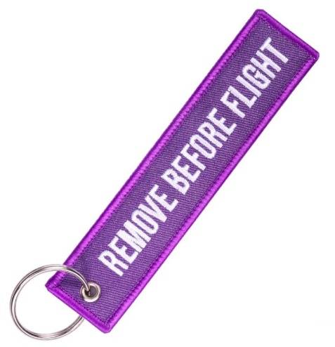 REMOVE BEFORE FLIGHT Keychain Keyring - Purple