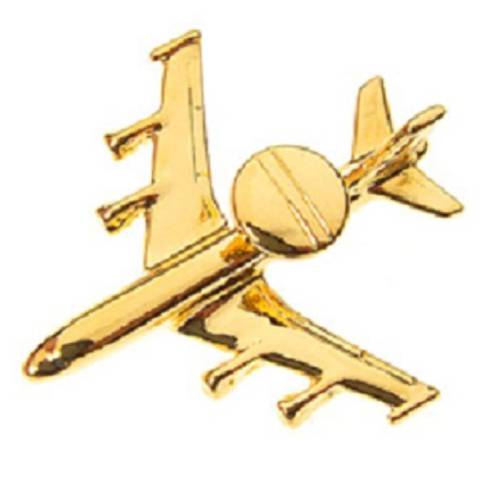 شارة دبوس (بروش) شكل طائرة E-3 ايواكس مطلية بالذهب