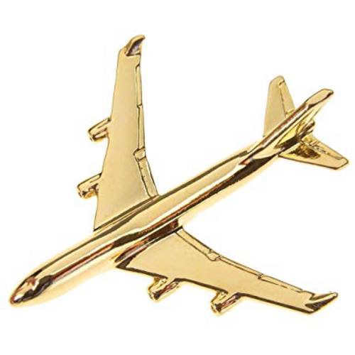 شارة دبوس (بروش) شكل طائرة B747 مطلية بالذهب