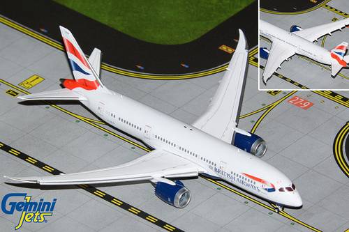 مجسم طائرة الخطوط البريطانية B787-8 مقاس 1:400 حديد من GeminiJets تسجيل [G-ZBJG] مع الفلابس