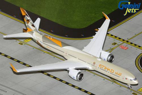مجسم طائرة طيران الإتحاد B777-9X مقاس 1:400 حديد من GeminiJets تسجيل [A6-FAA]