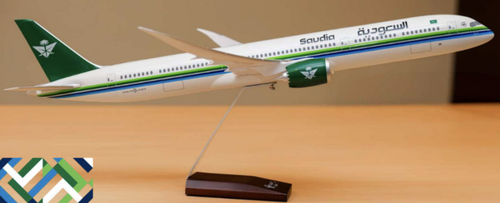 Saudia Boeing 787-10 New Livery 1:100 Scale Model Solid Plastic / Resin with Wooden Stand