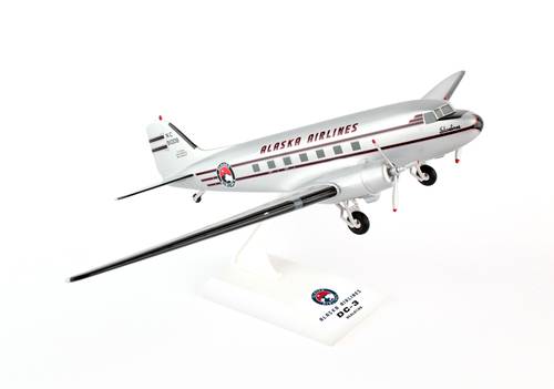 مجسم طيران ألاسكا DC-3 مقاس 1:80 بلاستيك صلب