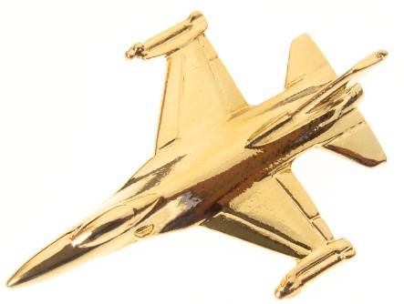 F-16 Large Pin Badge Gold Plated