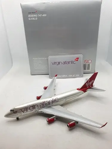 مجسم طائرة فيرجن أتلانتيك B747-400 مقاس 1:400 حديد من GeminiJets تسجيل [G-VXLG]