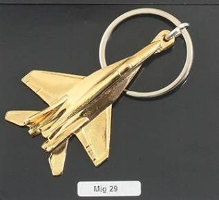 Mig-29 Keyring Keychain Gold Plated