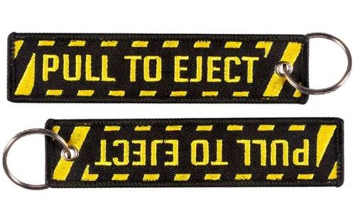 PULL TO EJECT Keychain Keyring - Black / Yellow