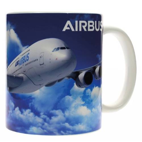 كوب زجاج شعار وصورة طائرة A380 من Airbus