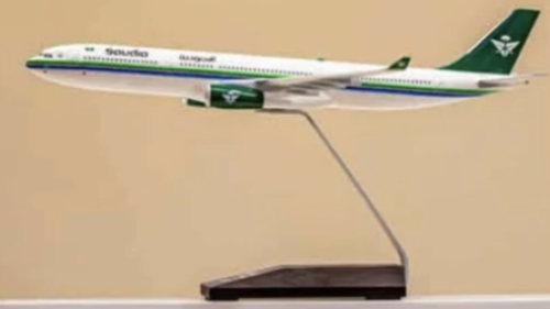 Saudia Airbus A330-300 1:200 Scale Model Solid Plastic with Wooden Stand