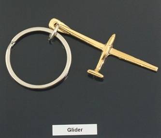 Glider Keyring Keychain Gold Plated