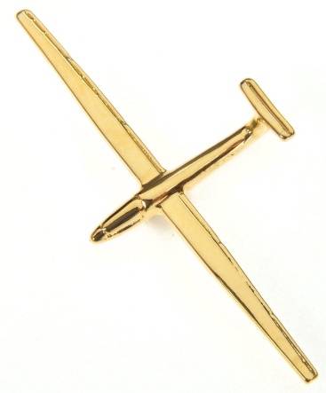 شارة دبوس (بروش) شكل طائرة Glider (مقاس كبير) مطلية بالذهب