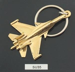 SU-35 Keyring Keychain Gold Plated