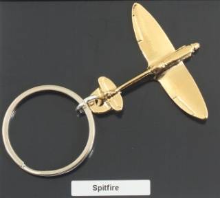 Spitfire Keyring Keychain Gold Plated