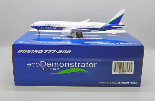 مجسم طائرة بوينغ B777-200 مقاس 1:200 حديد صبغة ecoDemonstrator من JC Wings تسجيل [N772ET]
