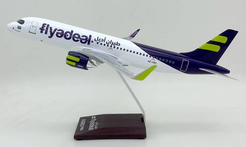 مجسم طائرة طيران أديل A320neo مقاس 1:100 طول 37 سم بلاستيك صلب / ريزن مع قاعدة خشبية تسجيل [HZ-FBS]