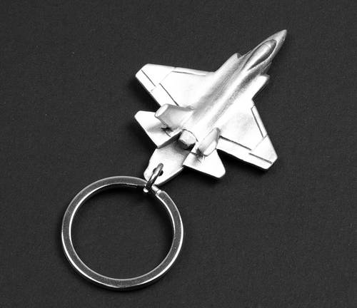 F-35 Keyring Keychain Pewter Silver Plated