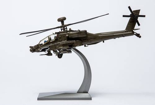 USA AH-64 Apache 1:72 Scale Model Diecast Length 25 cm with Stand + Landing Gear + Armaments