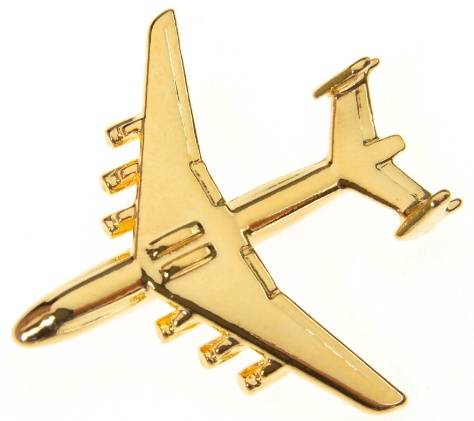 شارة دبوس (بروش) شكل طائرة AN-225 مطلية بالذهب