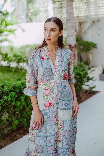 floral collection dress in cotton silk