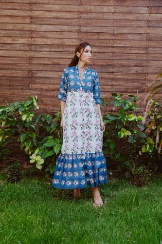 floral collection dress in cotton silk
