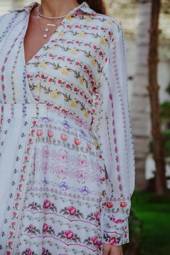 floral collection dress in cotton silk
