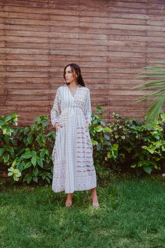 floral collection dress in cotton silk