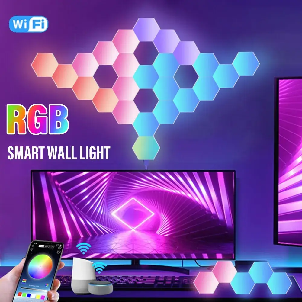 مصباح حائط ذكي سداسي الشكل RGB