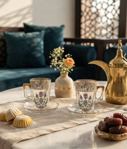 طقم شاي عثماني 6 حبه بصحون        