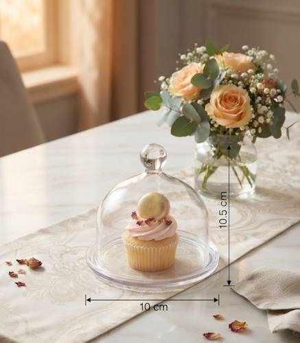 صحن كيك بغطاء اكريليك 10.5*10 سم