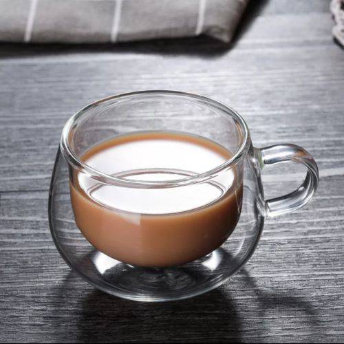 كوب زجاج شفاف دبل 240 ملم